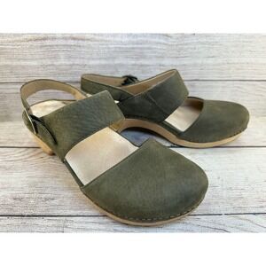 Dansko Lucia Ivy Milled Clogs Sandals Womens Size EU 40 US 10-10.5 Green Leather